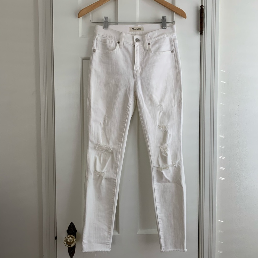 Madewell 9” high rise skinny crop white jeans